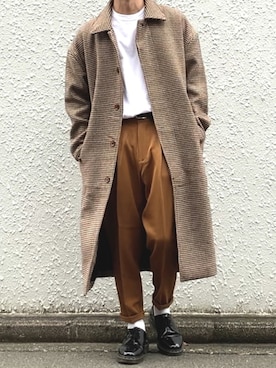 「アイテム（ステンカラーコート）」を使った、みっち~さん（メンズ・166cm・20代）の秋コーディネート