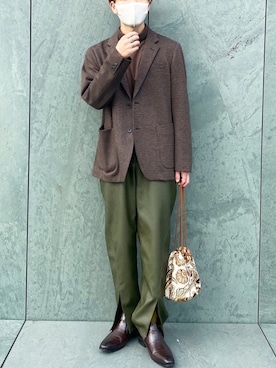 「アイテム（レッグウェア、グリーン系）」を使った、みっち~さん（メンズ・165cm）の秋コーディネート