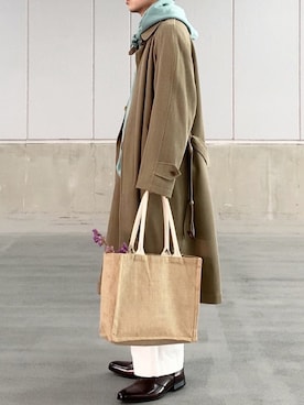 「エコバッグ」｜「アイテム（トレンチコート）」を使った、みっち~さん（メンズ・165cm）の秋コーディネート