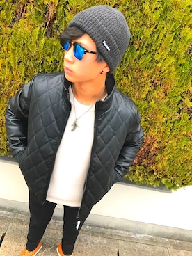 「G-STAR RAW（ジースターロゥ）のアイテム（ライダースジャケット）」を使った、#itsuki さん（メンズ・179cm）の冬コーディネート