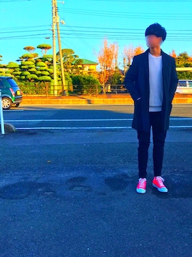 「H&M（エイチ・アンド・エム）のアイテム（ニット/セーター、ホワイト系）」を使った、#itsuki さん（メンズ・179cm）の冬コーディネート