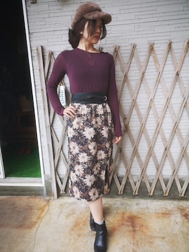 「earth（アース）のアイテム（帽子）」を使った、陽さん（レディース・163cm）の秋コーディネート