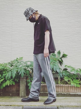 「DANKE SCHON（ダンケシェーン）のアイテム（帽子）」を使った、モコ太郎さん（メンズ・173cm）の夏コーディネート