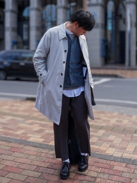 【美品】2021SS ナイロンオックス ルーズ ステンカラー コート