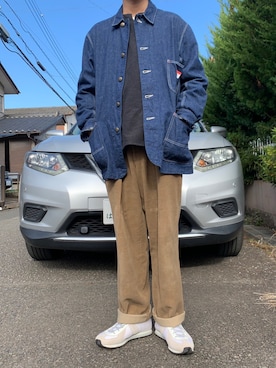 「CAL O LINE（キャルオーライン）のアイテム（デニムジャケット）」を使った、ふーごさん（メンズ・170cm）の冬コーディネート
