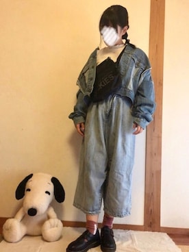 「ニコアンド」｜「アイテム（デニムジャケット）」を使った、はゆさん（レディース・154cm）の秋コーディネート