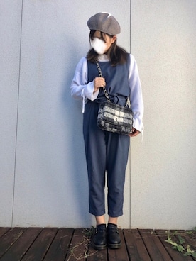 「BEAMS（ビームス）のアイテム（オールインワン・サロペット）」を使った、はゆさん（レディース・154cm）の秋コーディネート