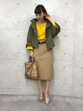 「アイテム（マウンテンパーカー、グリーン系）」を使った、libelle more staffさん（レディース・164cm）の冬コーディネート