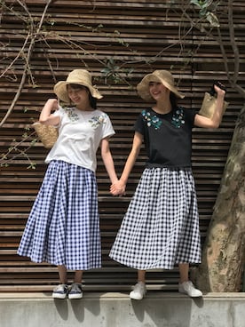 スカート（ブルー系）を使った「ギンガムチェックスカート」の人気