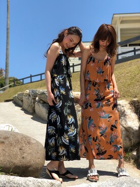 「アイテム（ワンピース、オレンジ系）」を使った、libelle more staffさん（レディース・164cm）の春コーディネート