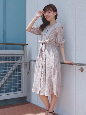 「シンプル」｜「アイテム（シャツワンピース）」を使った、libelle more staffさん（レディース・165cm）の夏コーディネート
