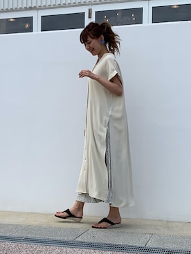 「アイテム（シャツワンピース）」を使った、libelle more staffさん（レディース・165cm）の夏コーディネート