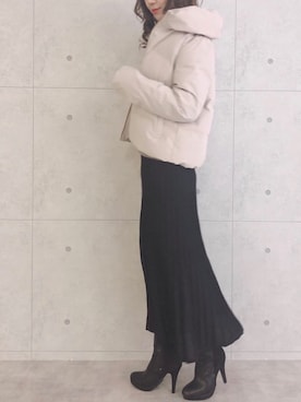 「アイテム（ダウンジャケット/コート、ベージュ系）」を使った、libelle more staffさん（レディース・164cm）の秋コーディネート