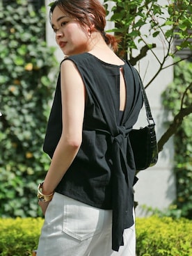 「アイテム（デニムスカート、ホワイト系）」を使った、libelle more staffさん（レディース・164cm）の夏コーディネート