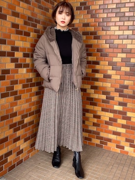 「メロートップス」｜「アイテム（ダウンジャケット/コート）」を使った、libelle more staffさん（レディース・160cm）の冬コーディネート