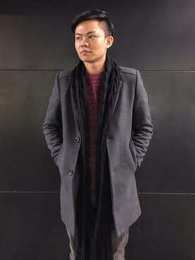 「大衣外套」｜Yu Laiさん（メンズ・173cm）の冬コーディネート