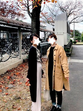 「VANS（バンズ）のVANS ヴァンズ ERA CRP エラ CRP V3470S 18SP S/BLACK（スニーカー）」を使った、yuka🔸さん（レディース・156cm）の秋コーディネート