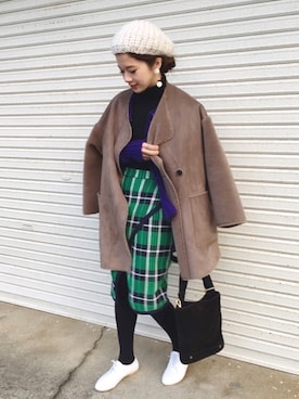 「Yves Saint Laurent（イヴサンローラン）のアイテム（バッグ）」を使った、miisuuzuukiiさん（レディース・161cm）の冬コーディネート