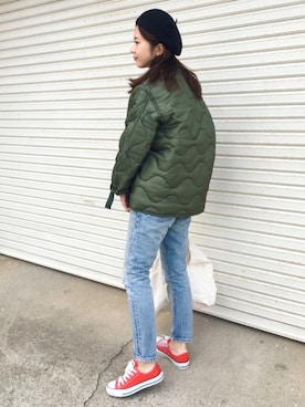 「UNIQLO（ユニクロ）のアイテム（ハンチング/ベレー帽）」を使った、miisuuzuukiiさん（レディース・161cm）の冬コーディネート