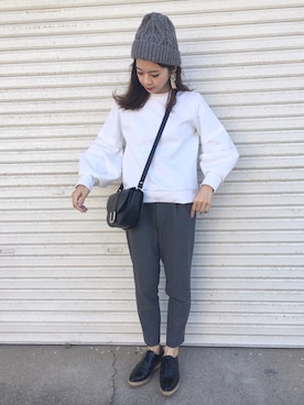 「ニットキャップ」｜「アイテム（その他シューズ）」を使った、miisuuzuukiiさん（レディース・161cm）の冬コーディネート