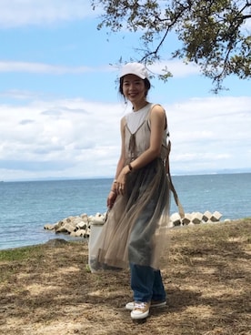 「CONVERSE（コンバース）のCONVERSE ALL STAR 100 WORKFABRIC HI (BROWN) (17SP)（スニーカー）」を使った、miisuuzuukiiさん（レディース・161cm）の夏コーディネート
