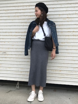 「Casselini（キャセリーニ）のアイテム（ハンチング/ベレー帽）」を使った、miisuuzuukiiさん（レディース・161cm）の秋コーディネート