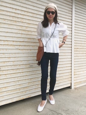 「via j（ヴィアジェイ）のアイテム（バレエシューズ）」を使った、miisuuzuukiiさん（レディース・161cm）の夏コーディネート