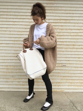 「YOUNG&OLSEN The DRYGOODS STORE（ヤングアンドオルセン）の【YOUNG & OLSEN】 CANVAS CARRYALL TOTE（トートバッグ）」を使った、miisuuzuukiiさん（レディース・161cm）の秋コーディネート