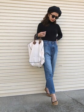 「YOUNG&OLSEN The DRYGOODS STORE（ヤングアンドオルセン）の【YOUNG & OLSEN】 CANVAS CARRYALL TOTE（トートバッグ）」を使った、miisuuzuukiiさん（レディース・161cm）の冬コーディネート