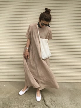 「RED CHOP WORKS（レッドチョップワークス）のアイテム（ワンピース/ドレス）」を使った、miisuuzuukiiさん（レディース・161cm）の夏コーディネート