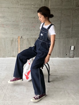 「チャックテイラー」｜「アイテム（サロペット/オーバーオール）」を使った、miisuuzuukiiさん（レディース・161cm）の夏コーディネート