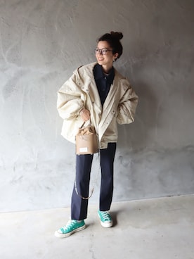 「チャックテイラー」｜「アイテム（マウンテンパーカー）」を使った、miisuuzuukiiさん（レディース・162cm）の春コーディネート