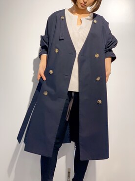 「TATRAS（タトラス）のアイテム（ノーカラージャケット）」を使った、HARU.さん（レディース・157cm）の冬コーディネート