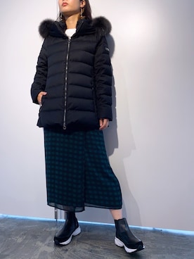 「秋のカフェオレコーデ」｜「アイテム（ダウンジャケット/コート）」を使った、HARU.さん（レディース・157cm）の秋コーディネート