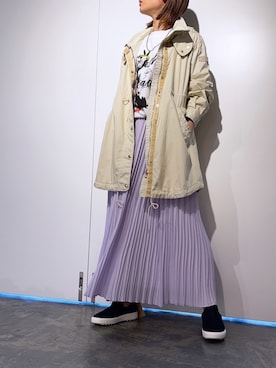 「TATRAS（タトラス）のアイテム（ステンカラーコート）」を使った、HARU.さん（レディース・157cm）の冬コーディネート