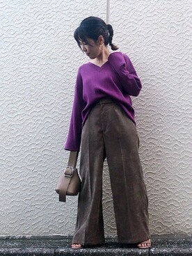 「DRWCYS（ドロシーズ）のアイテム（パンツ）」を使った、MAYUKOさん（レディース・156cm）の秋コーディネート