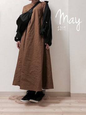 「titivate（ティティベイト）のﾌﾚｱﾏｷｼﾜﾝﾋﾟｰｽ（ワンピース）」を使った、domi𓃰 さん（レディース・157cm）の春コーディネート