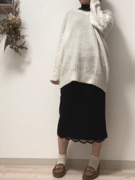 「へザー」｜「アイテム（レッグウェア）」を使った、domi𓃰 さん（レディース・157cm）の冬コーディネート