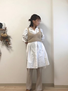 「ジーユー」｜「アイテム（シャツワンピース）」を使った、domi𓃰 さん（レディース・157cm）の冬コーディネート