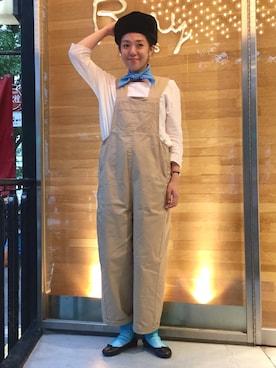 「Ray BEAMS（レイビームス）のアイテム（サロペット/オーバーオール）」を使った、Aileenさん（レディース・160cm）の秋コーディネート
