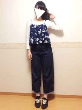 「カットオフ」｜「アイテム（キャミソール）」を使った、𝕎‌*☻さん（レディース・166cm）の春コーディネート