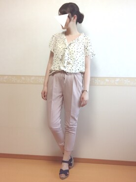 「ボウタイブラウス」｜𝕎‌*☻さん（レディース・166cm）の夏コーディネート