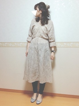 「スカラップ」｜「アイテム（アナログ腕時計）」を使った、𝕎‌*☻さん（レディース・167cm）の春コーディネート