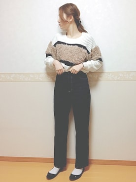 「AS KNOW AS PINKY（アズノゥアズピンキー）のアイテム（ブルゾン）」を使った、𝕎‌*☻さん（レディース・167cm）の冬コーディネート
