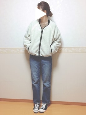 「AS KNOW AS PINKY（アズノゥアズピンキー）のアイテム（ブルゾン）」を使った、𝕎‌*☻さん（レディース・167cm）の冬コーディネート