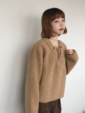 「アイテム（その他トップス、ブラウン系）」を使った、Nagiiiiiさん（レディース・170cm）の冬コーディネート