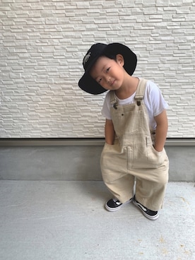 「リラックススタイル」｜「アイテム（サロペット/オーバーオール）」を使った、kotaroさん（キッズ・100cm）の夏コーディネート