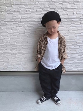 「アイテム（ラッピングキット、イエロー系）」を使った、kotaroさん（キッズ・100cm）の秋コーディネート