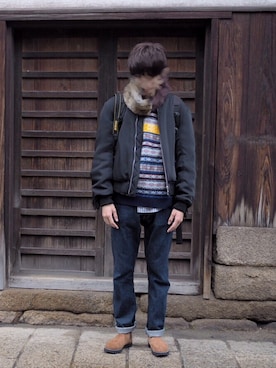 「ALLEGE（アレッジ）のアイテム（ジャケット/アウター）」を使った、hiroakiさん（メンズ・184cm）の冬コーディネート