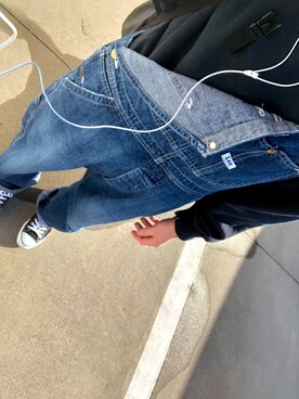 「アイテム（サロペット/オーバーオール、ホワイト系）」を使った、てーりさん（メンズ・176cm）の冬コーディネート